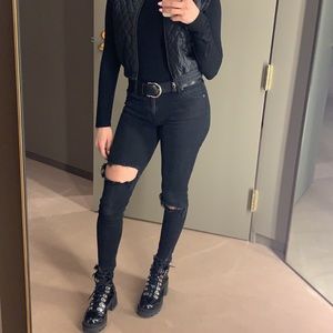 Free People Black Mid Rise Skinny Denim Jeans